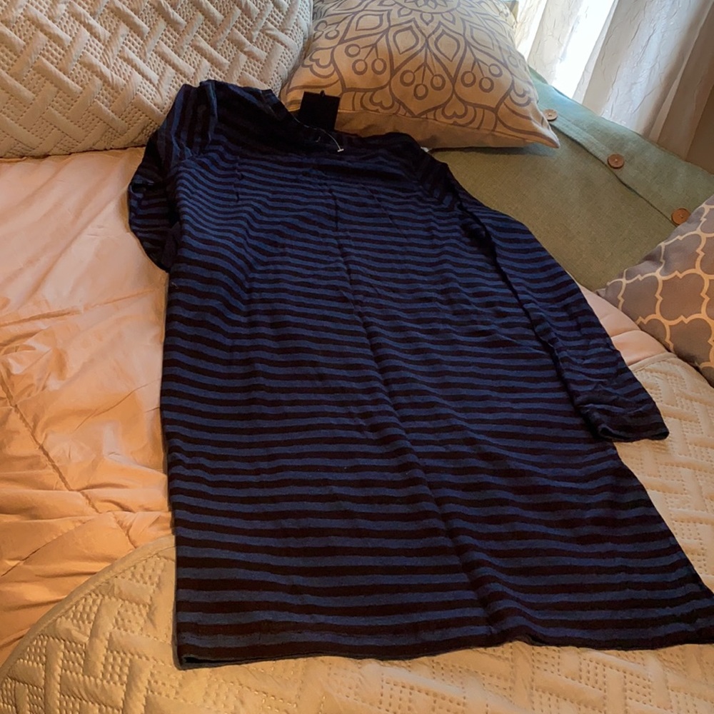 Jane and Delancey 100% Cotton T-Shirt dress horizontal stripe navy black small - Picture 13 of 13